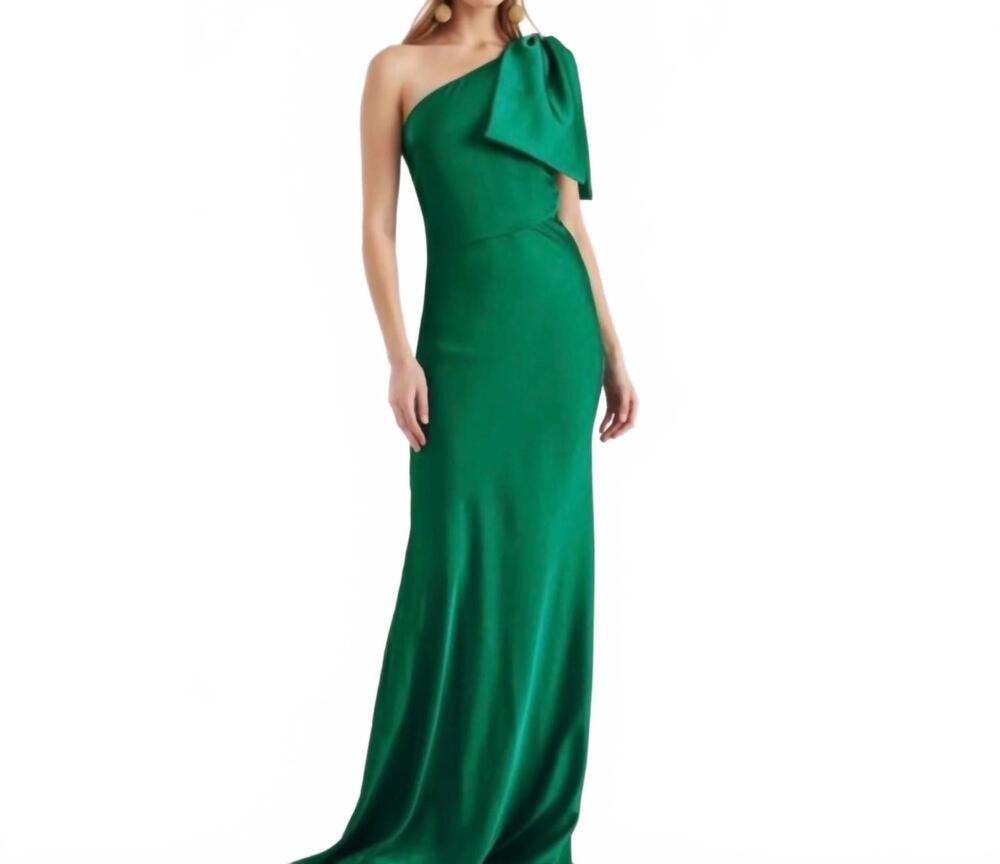 NEW SACHIN & BABI aubrey one-shoulder gown in emerald